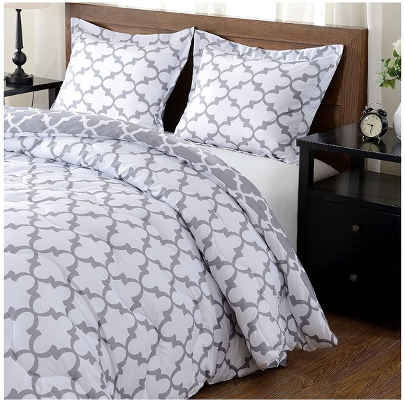 Reversible Lightweight Comforter Set 3 Grey White - Picture 5 of 5